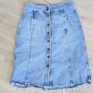 Classic Light Blue Denim Button-Front Skirt